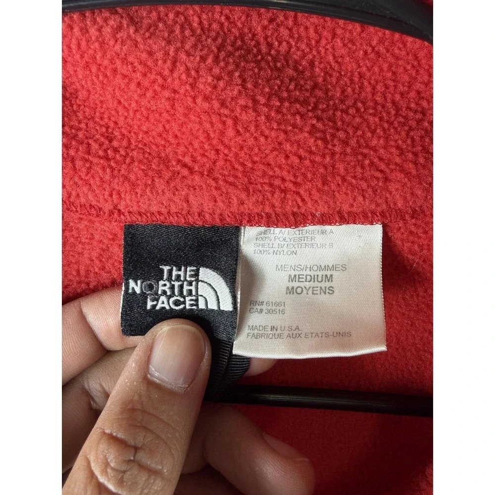 The North Face Jacket Mens Medium Red Black Fleece Full Zip Polartec USA Outdoor